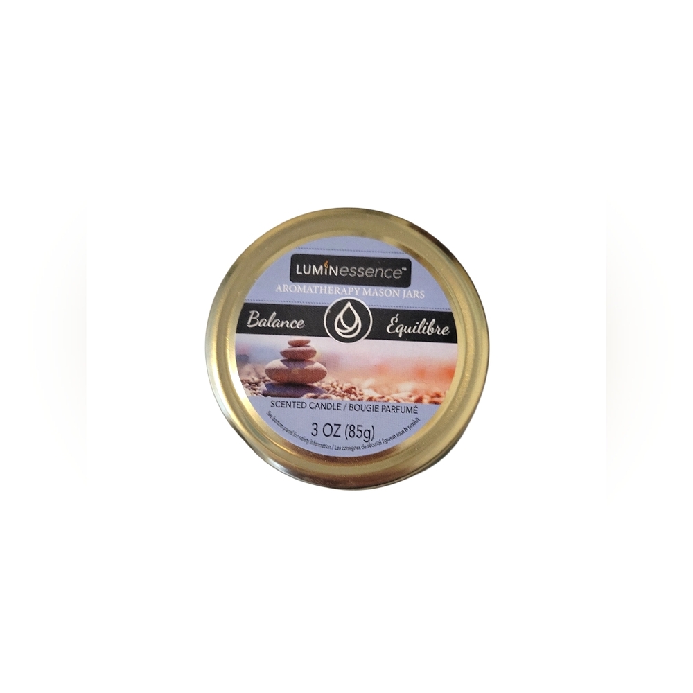 Luminess Balance Aromatherapy Candle — Gold Lid with Blue Label